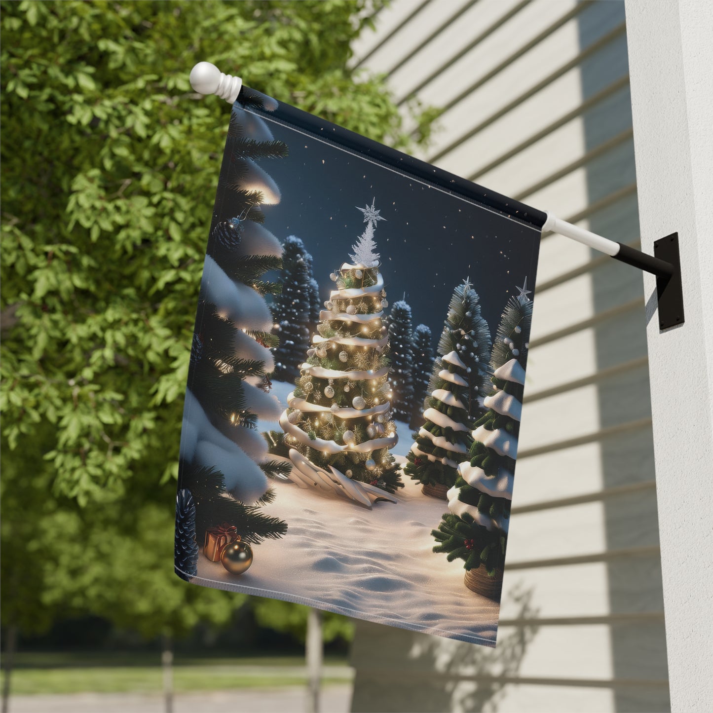 Enchanted Winter Forest Christmas Garden Flag