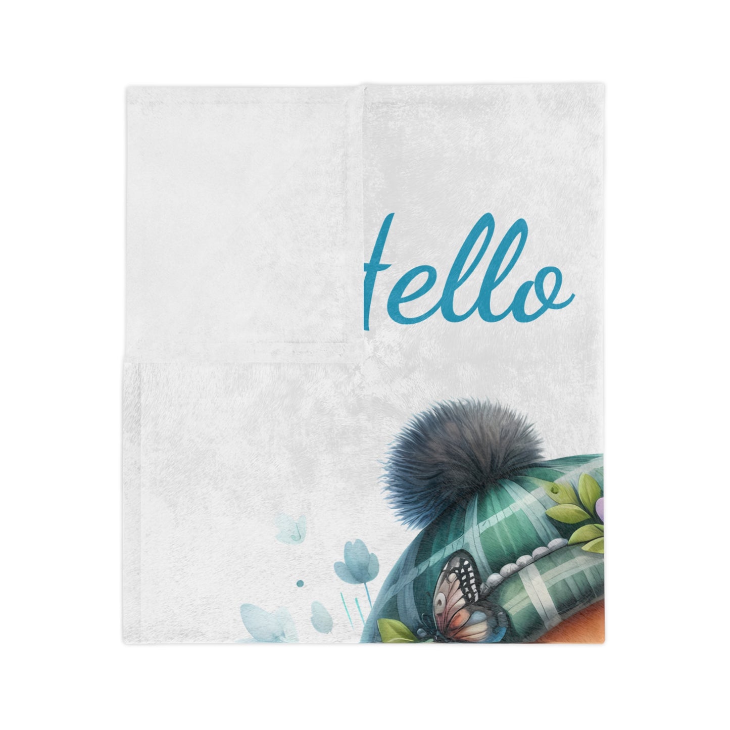 "Hello Spring!" Cute Bunny Velveteen Blanket