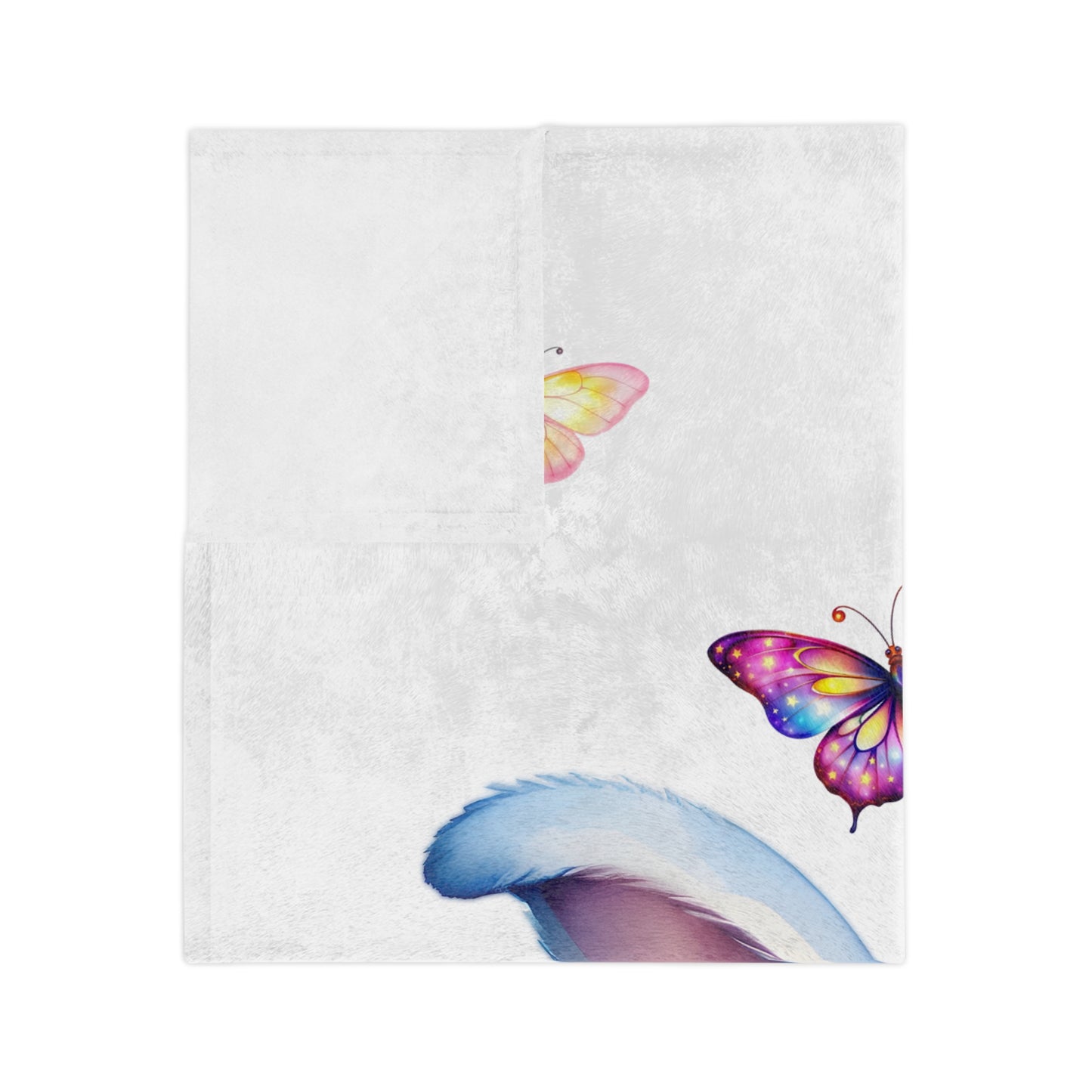 Adorable Blue Bunny & Butterflies Velveteen Blanket
