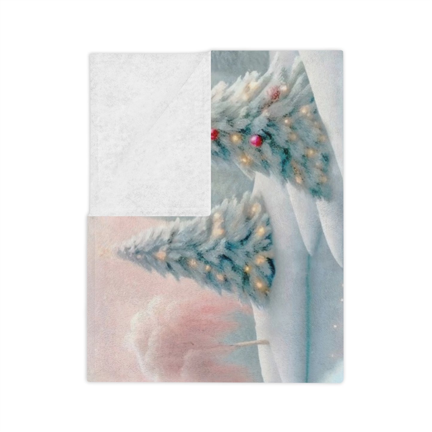 Festive Swans on Ice Velveteen Blanket