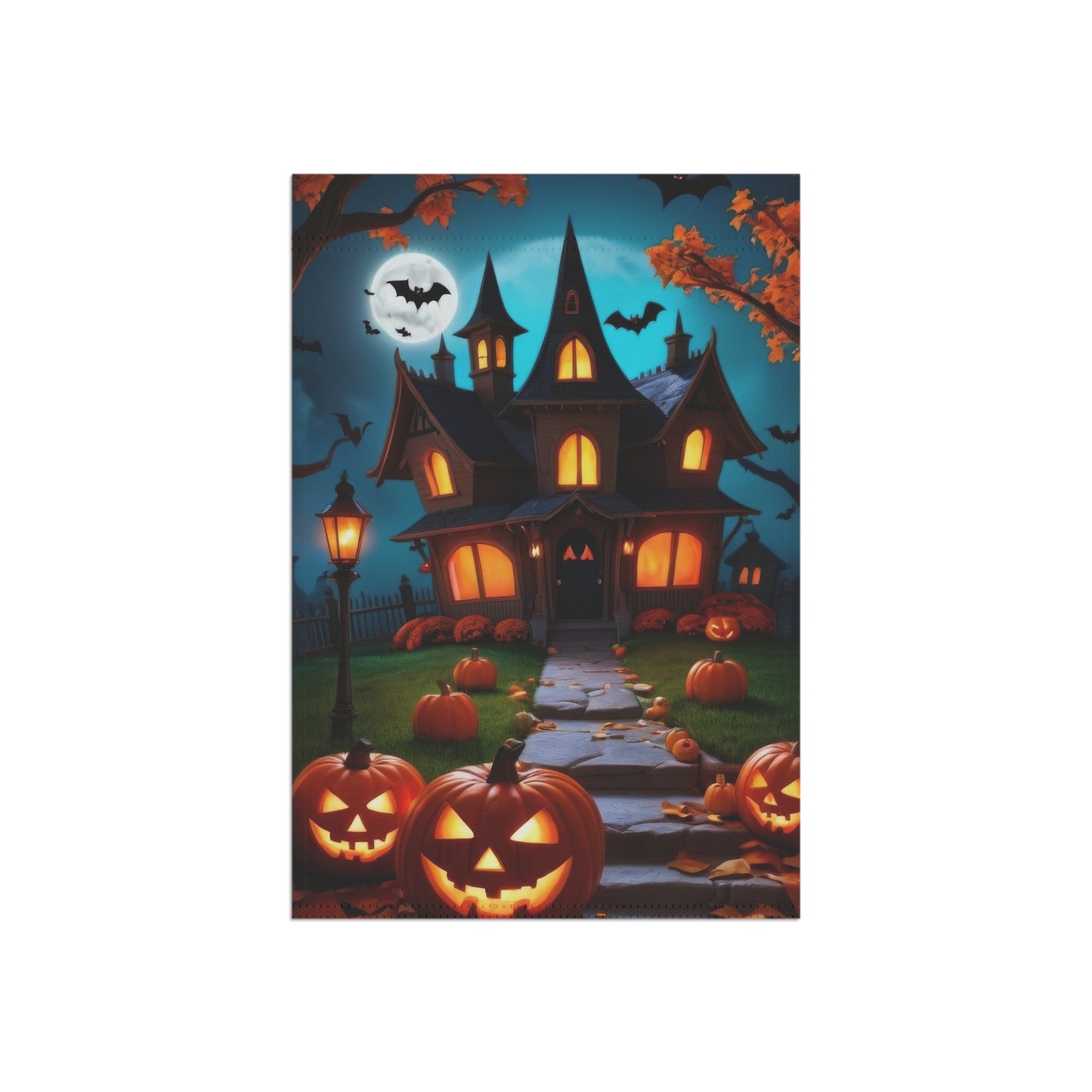 Whimsical Haunted House Halloween Garden Flag