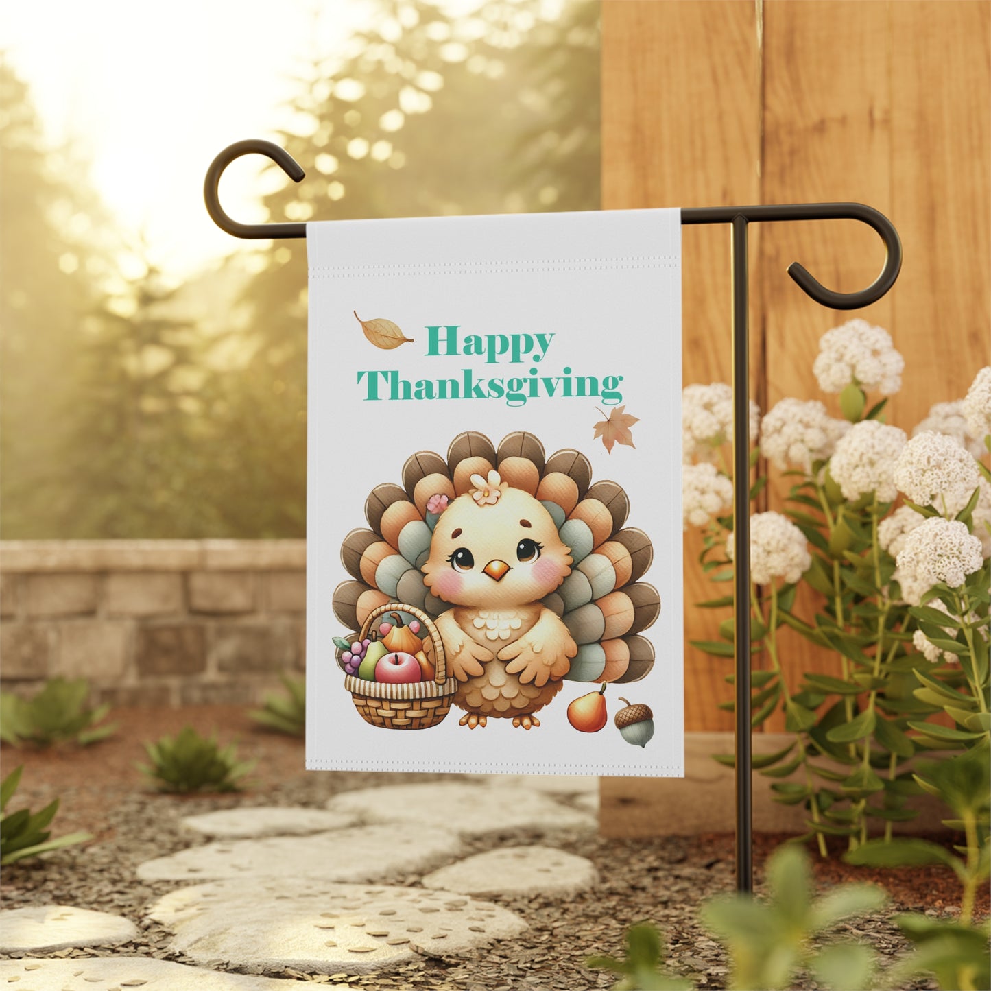 Cute Turkey with Harvest Garden Flag