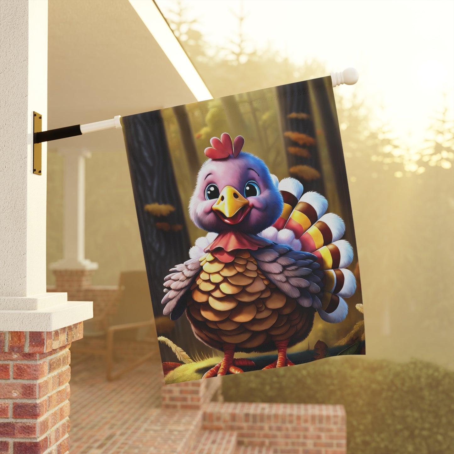 Adorable Thanksgiving Turkey Garden Flag