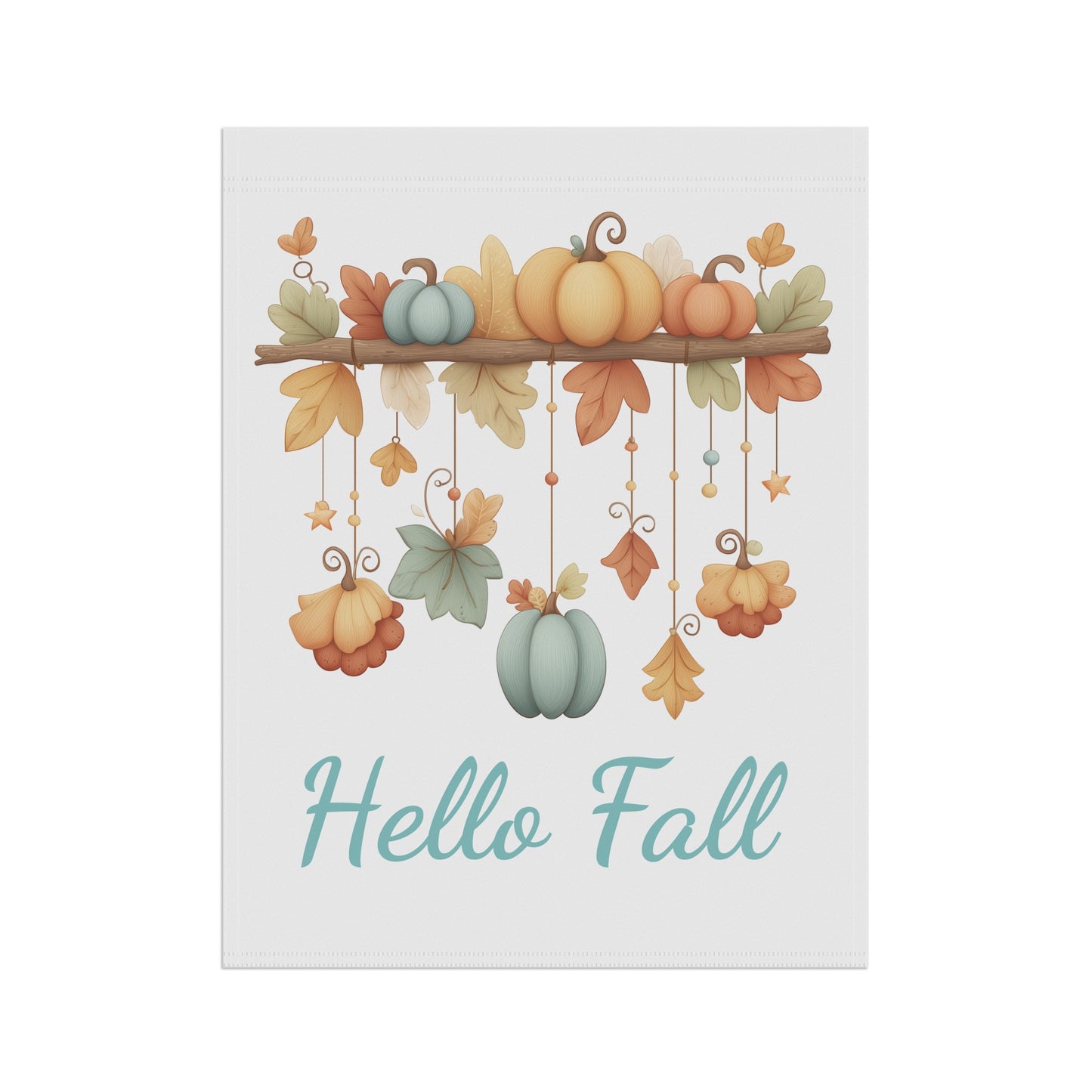 Hello Fall Pumpkin Garland Garden Flag