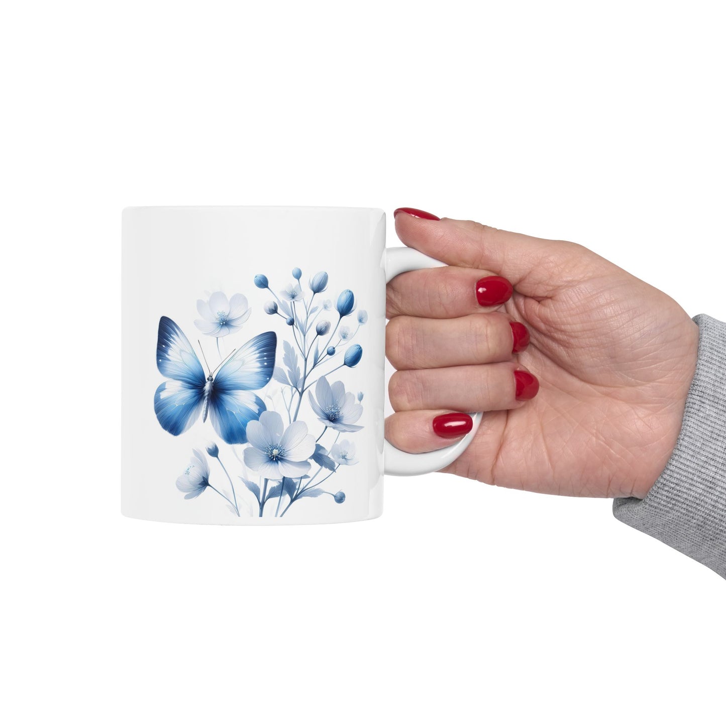Blue Butterfly & Floral Mug