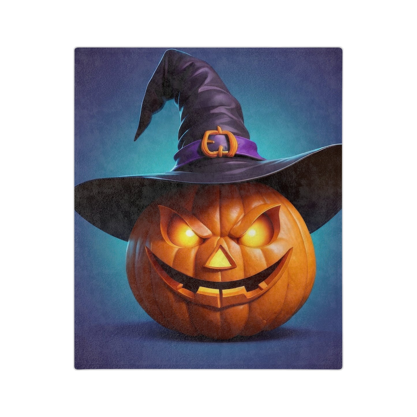 Ominous Jack-o'-Lantern with Witch Hat Halloween Blanket