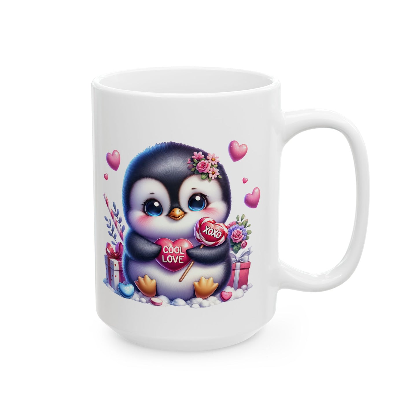 Adorable Penguin "COOL LOVE" Coffee Mug