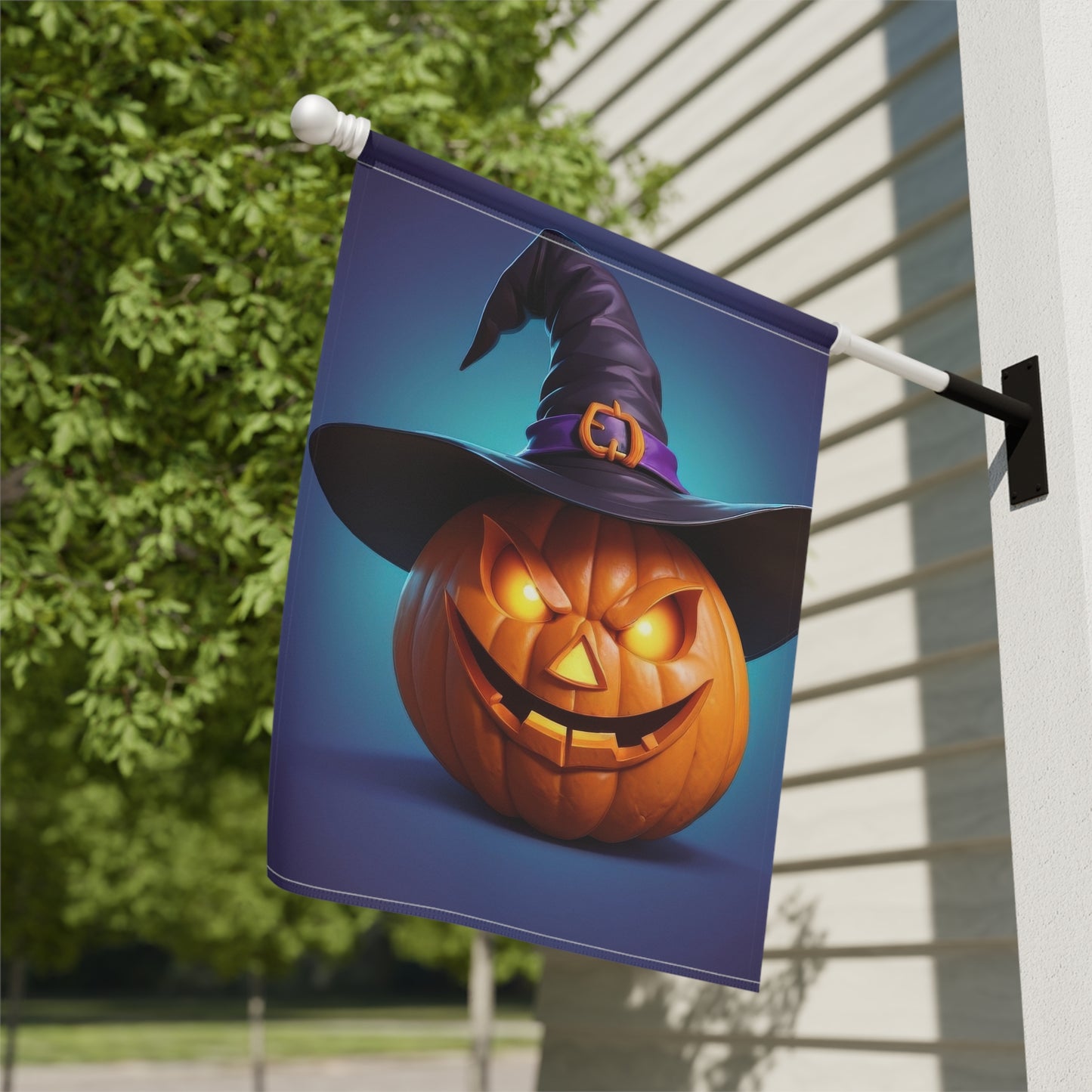 Mischievous Jack-o'-Lantern Witch Hat Halloween Garden Flag