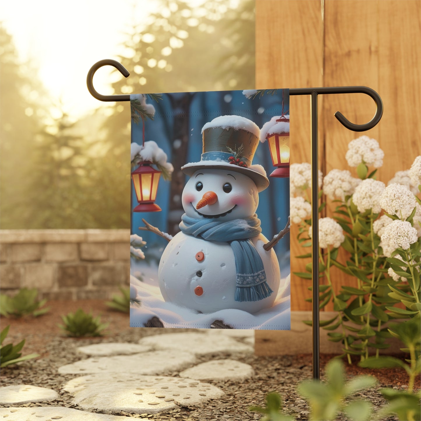 Snowman in a Top Hat Garden Flag