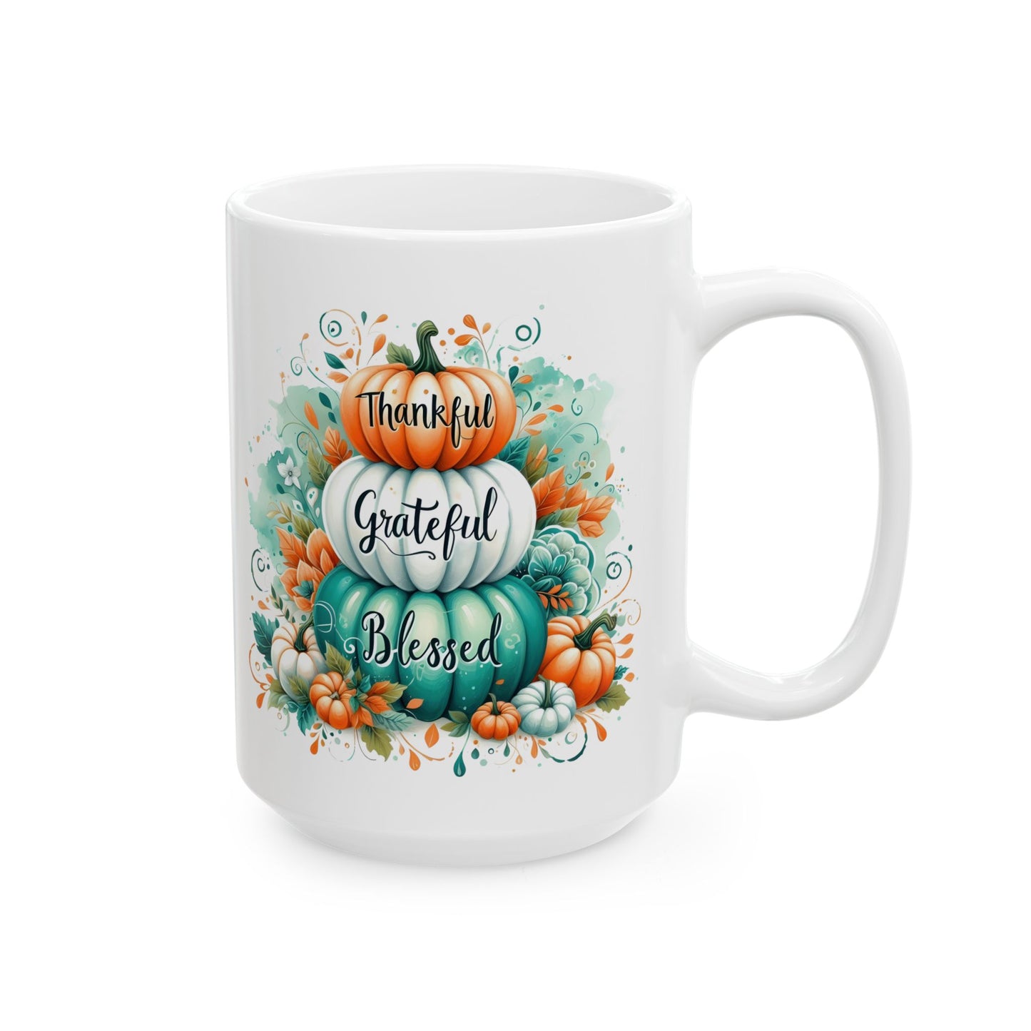 "Thankful Grateful Blessed" Pumpkin Stack Coffee Mug