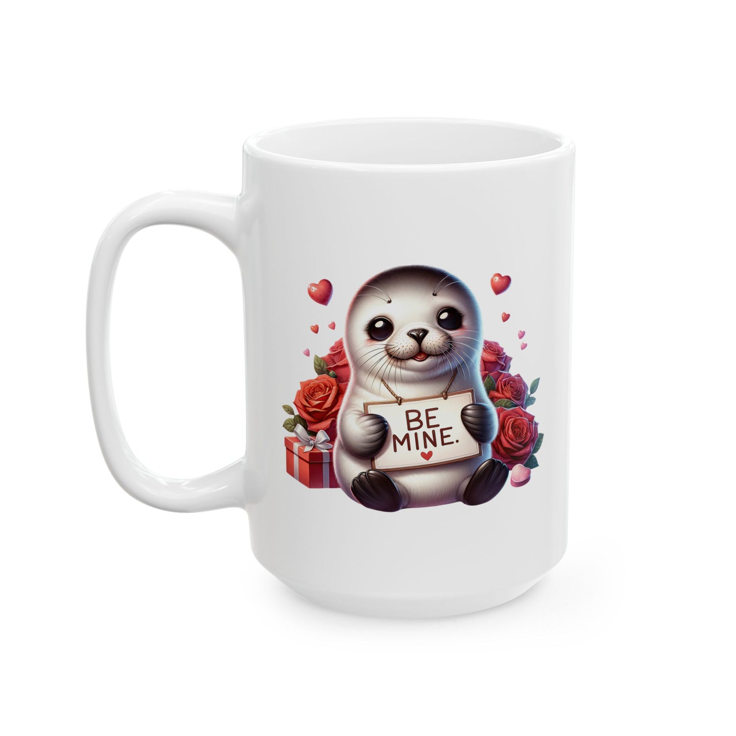Adorable Seal "BE MINE." Valentine's Coffee Mug