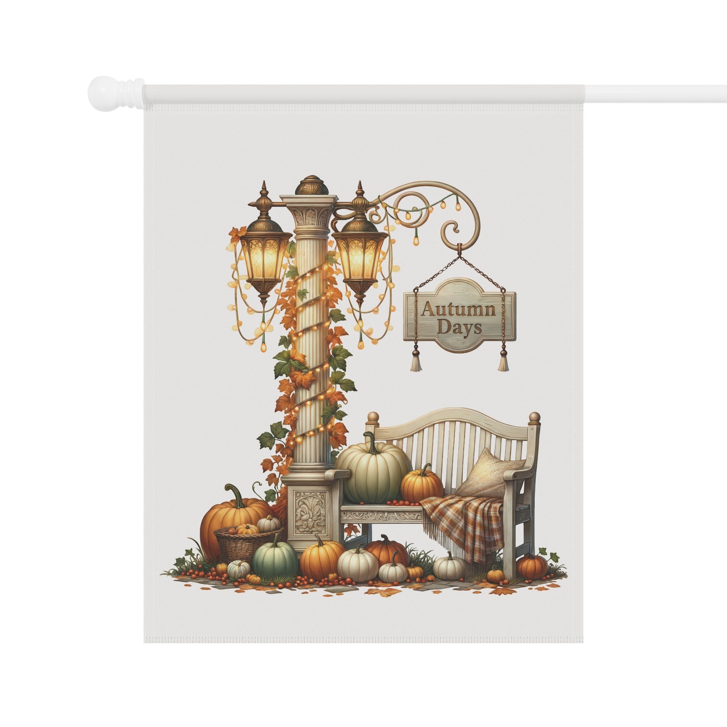 Vintage Lamppost Autumn Garden Flag