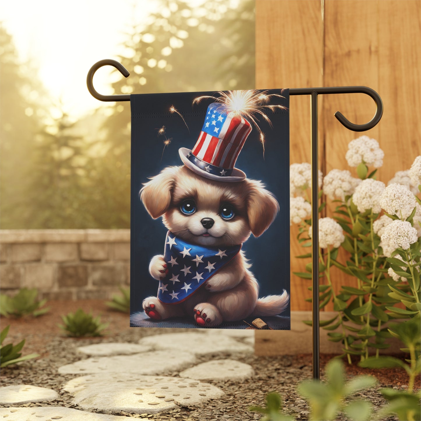 4th of July Puppy Garden Flag/House Banner