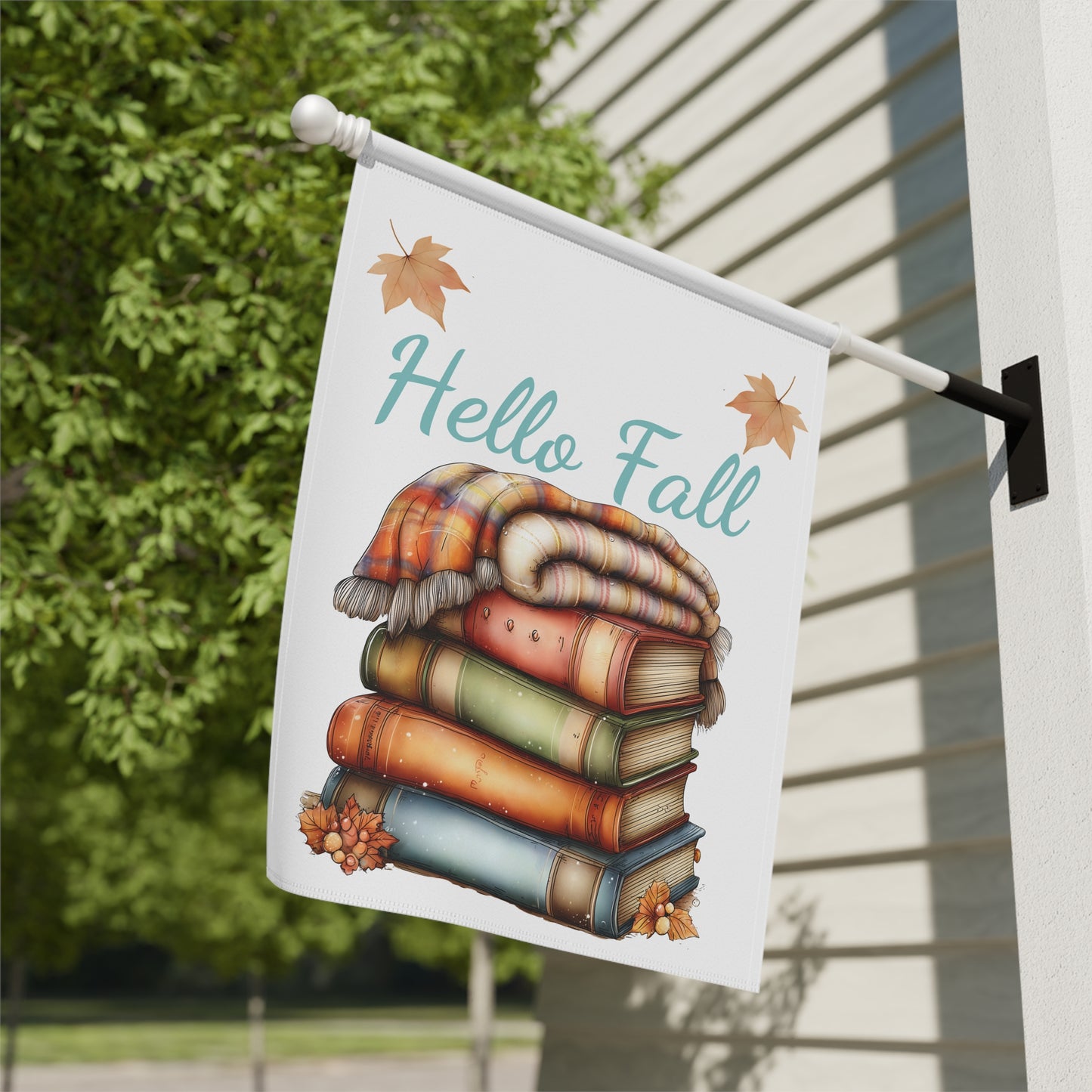 Cozy Book Stack Garden Flag
