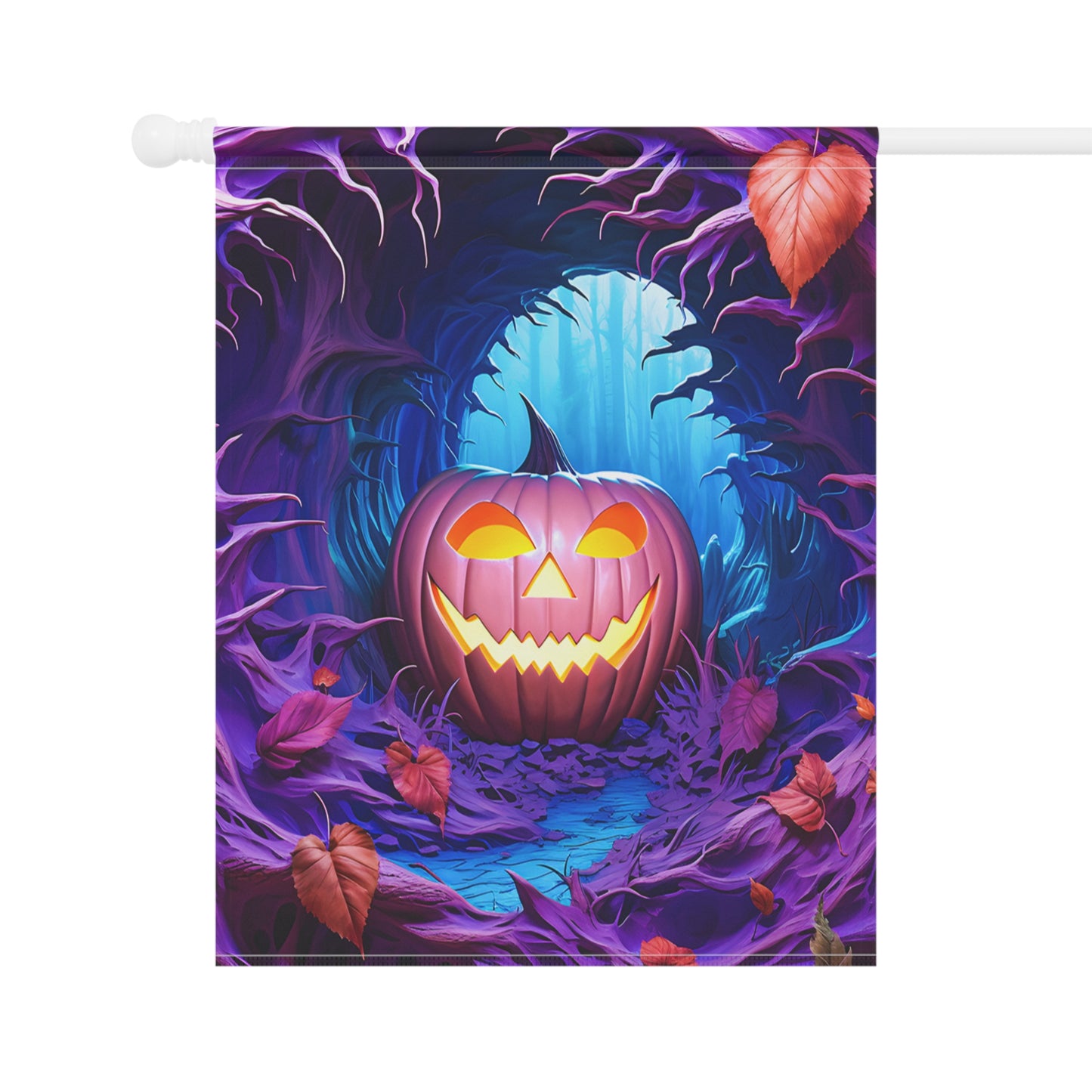 Spooky Jack-o'-Lantern Forest Garden Flag