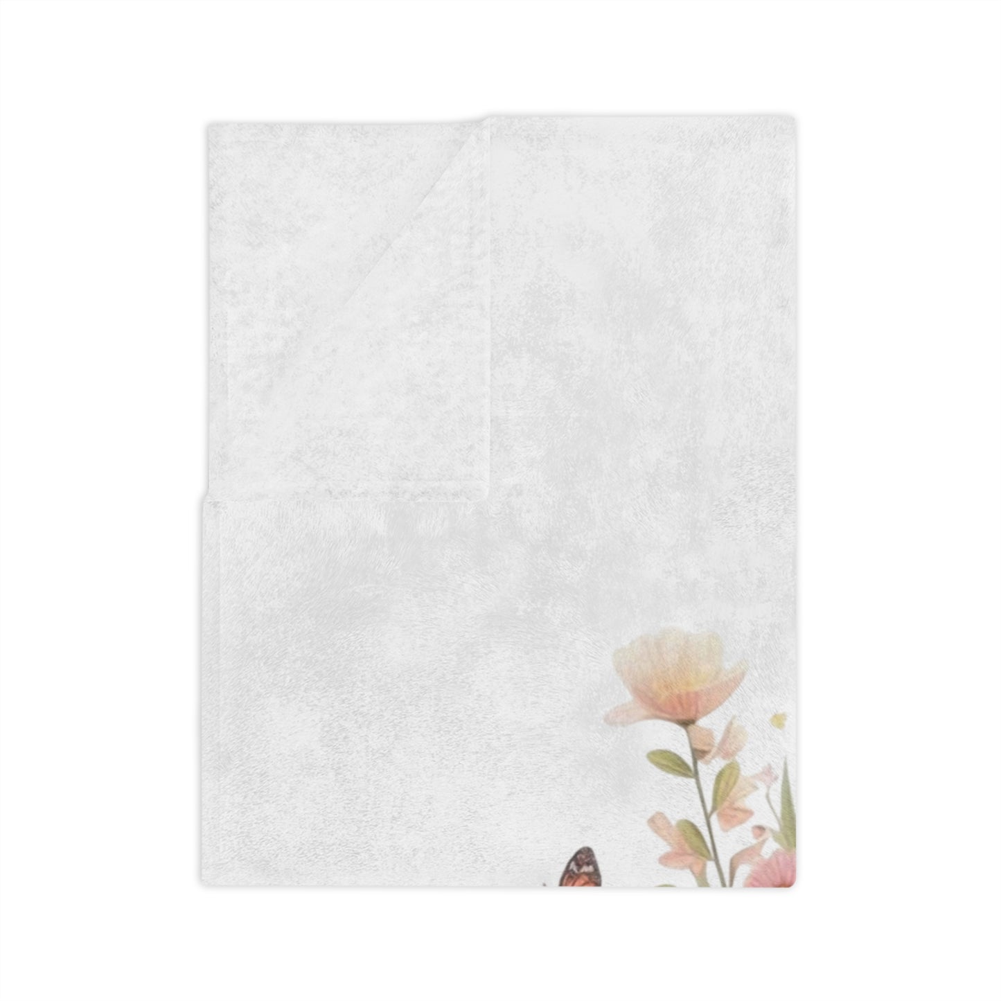 "Hello Spring" Floral Watering Can Velveteen Blanket