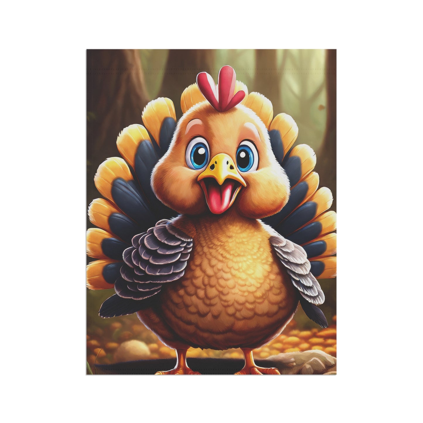 Happy Cartoon Turkey Garden Flag