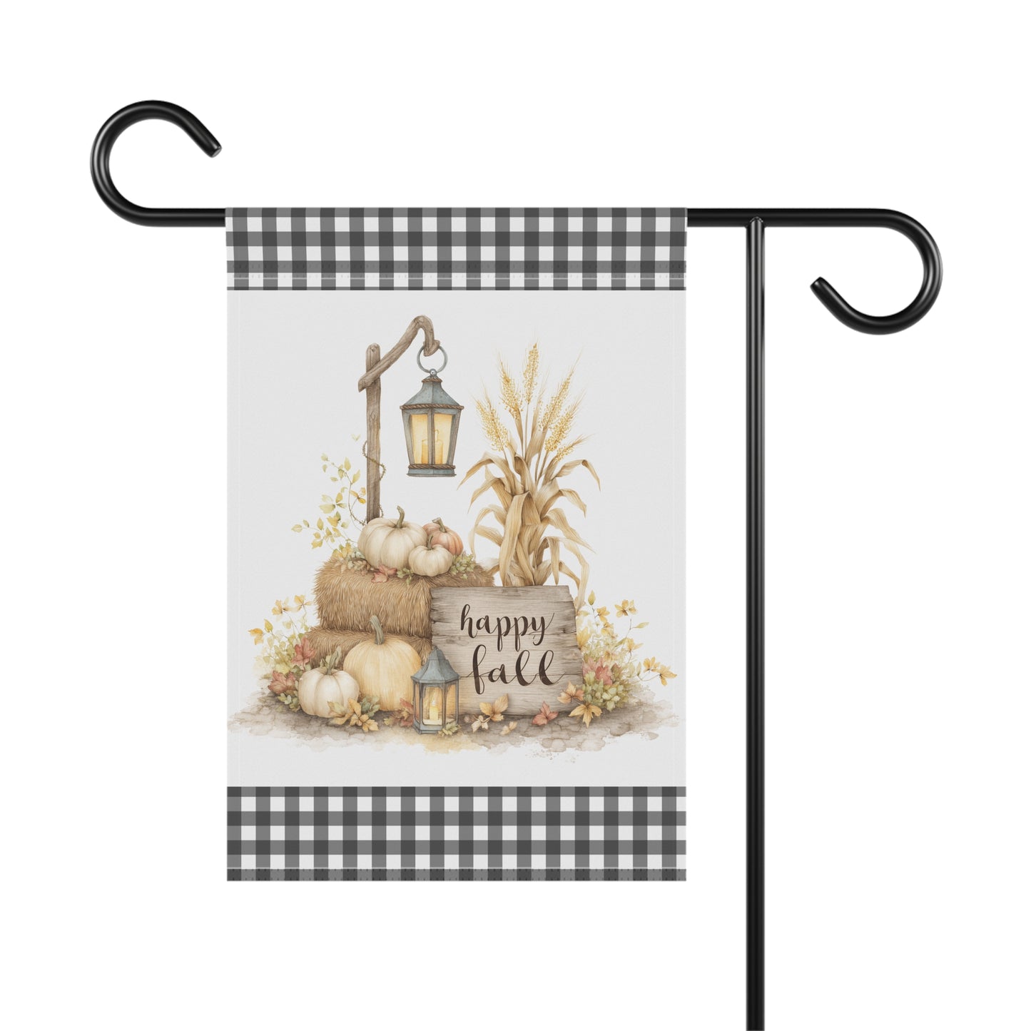Black and White Buffalo Plaid Fall Garden Flag