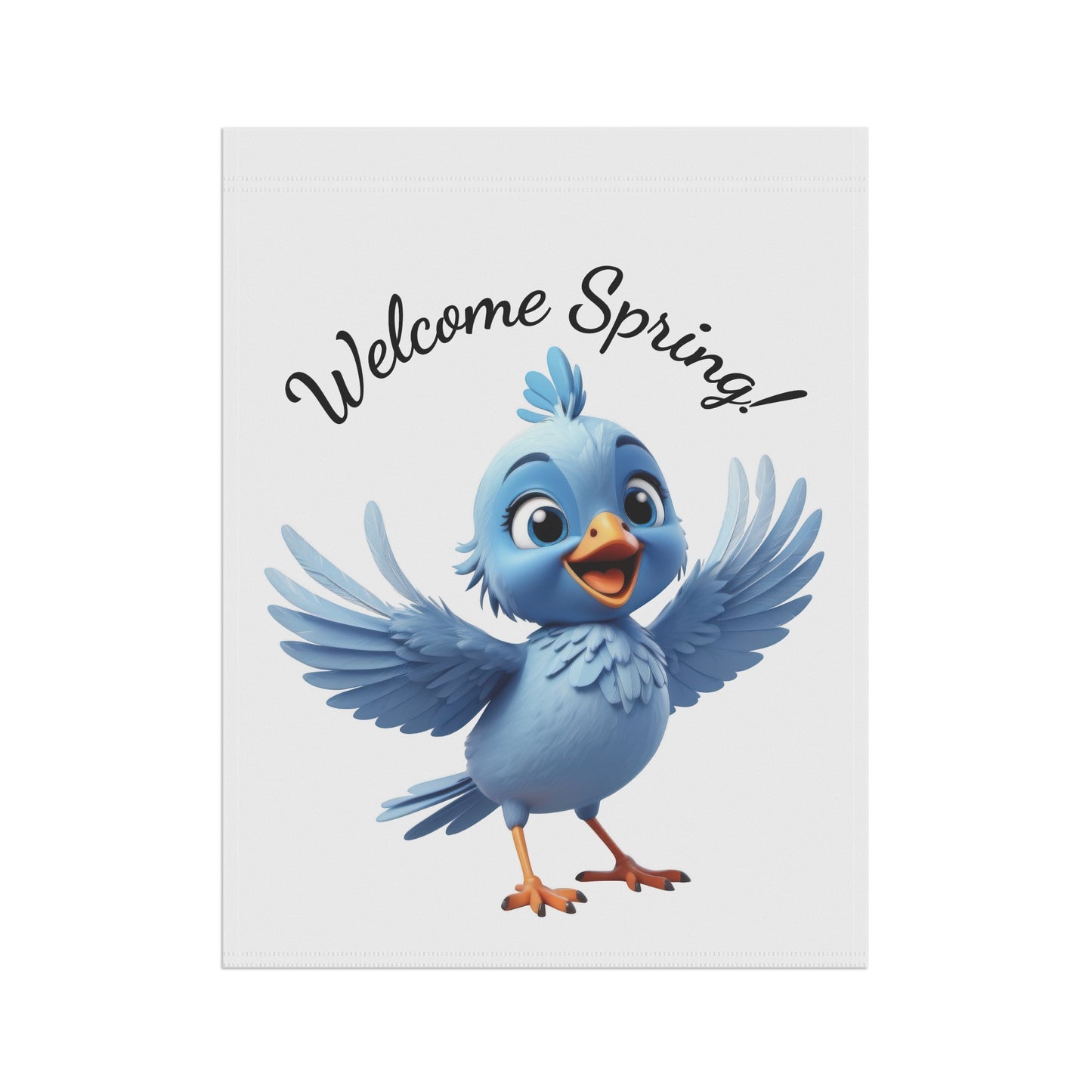 Welcome Spring Garden Flag with Cute Blue Bird
