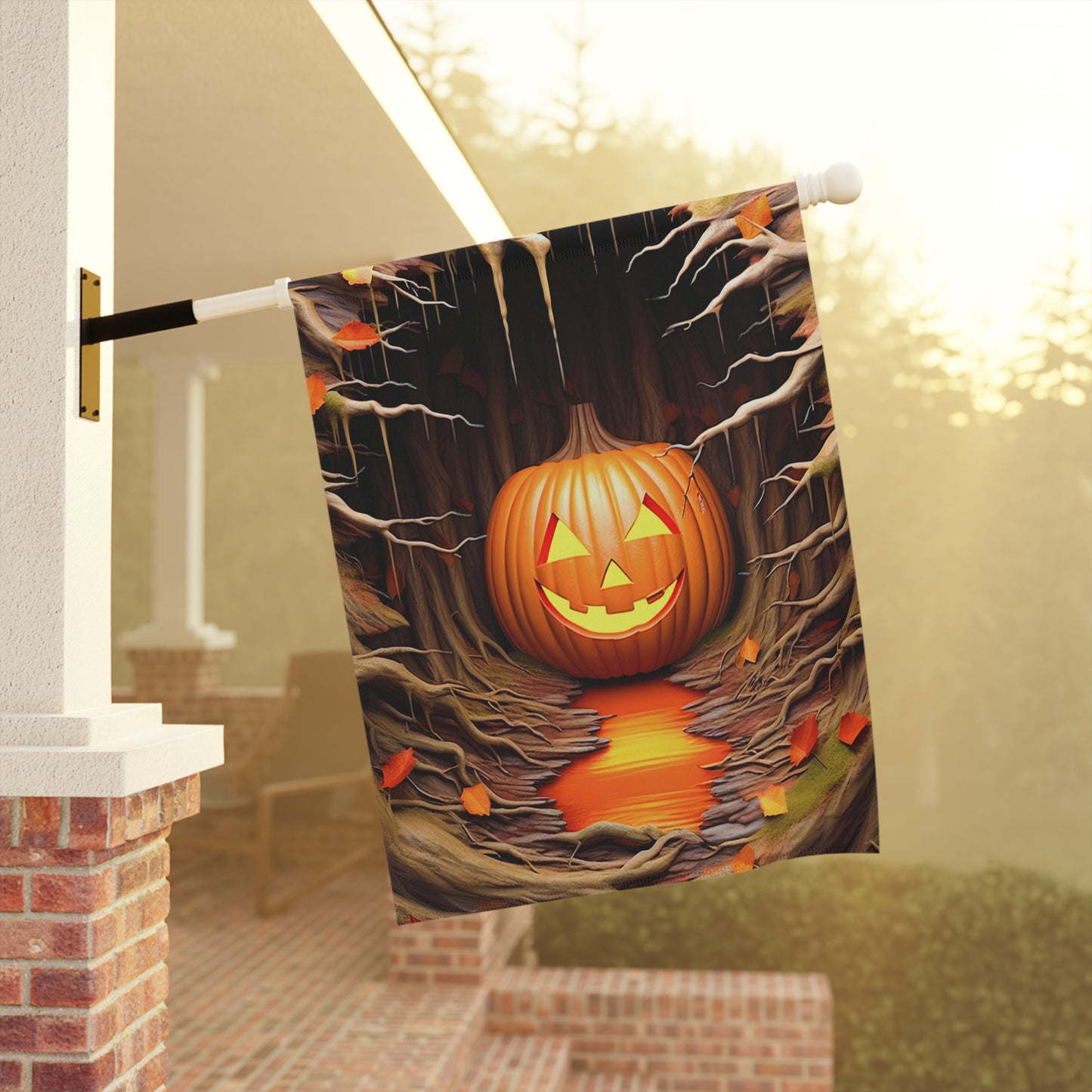Smiling Jack-o'-Lantern Halloween Garden Flag