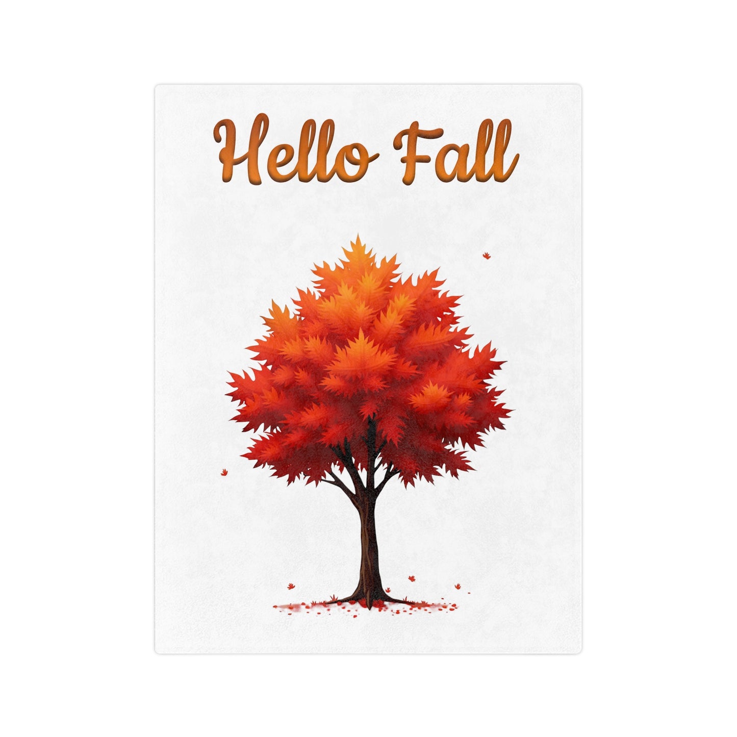 Hello Fall Red Autumn Tree Velveteen Blanket