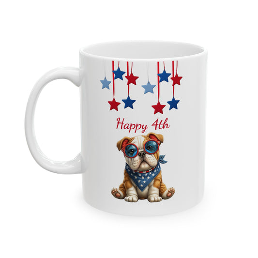 Festive USA Bulldog Ceramic Mug