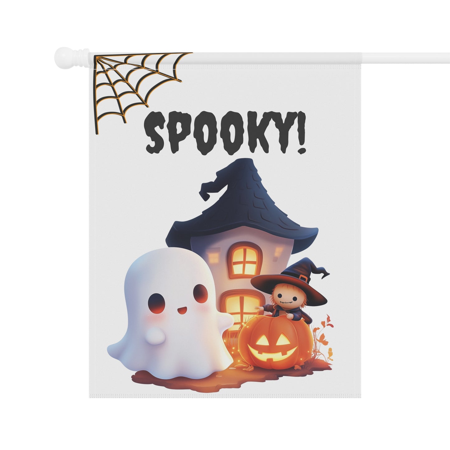 Cute Ghost & Haunted House Garden Flag