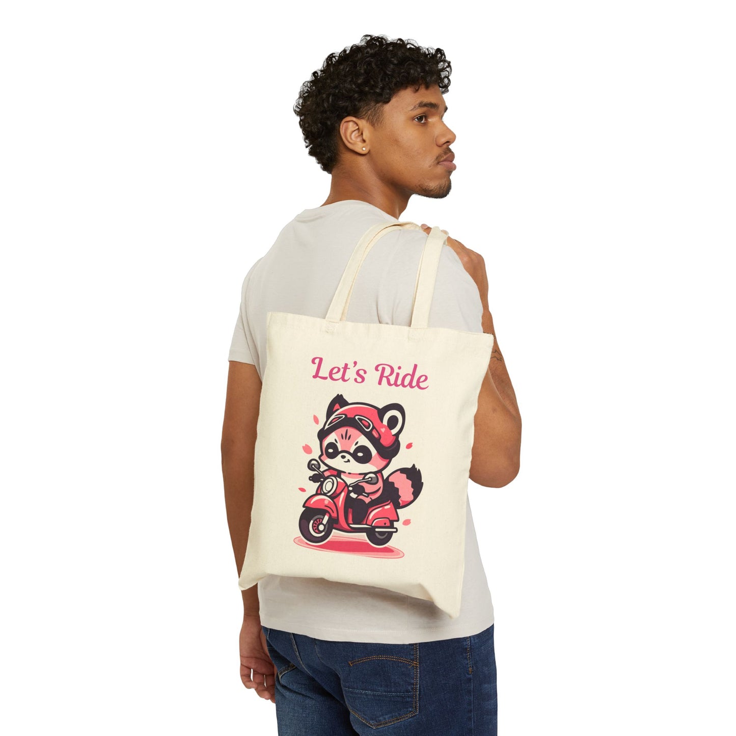 Adorable Raccoon Biker Reusable Tote Bag