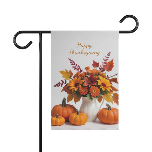 Happy Thanksgiving Floral & Pumpkin Garden Flag