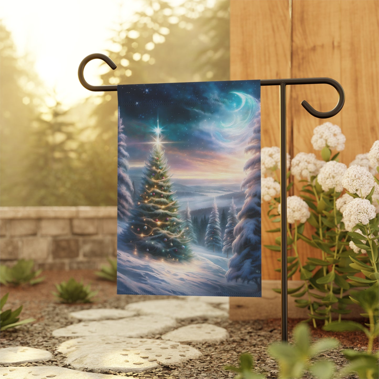 Majestic Winter Scene Holiday Garden Flag/ House Banner