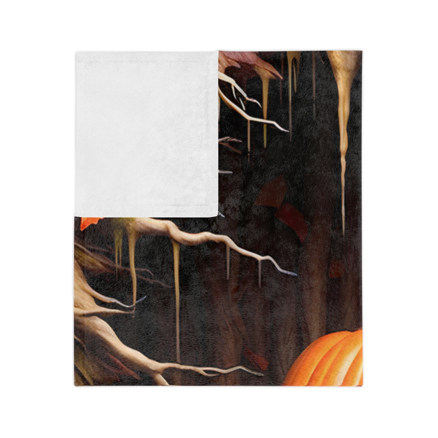 Glowing Jack-o'-Lantern in Spooky Tree Hollow Halloween Blanket