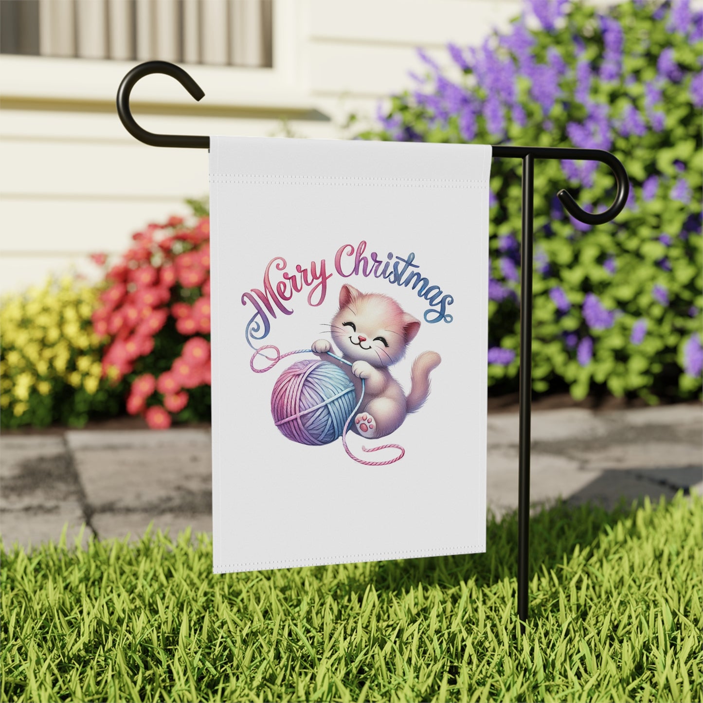 Cute Kitten Christmas Garden Flag