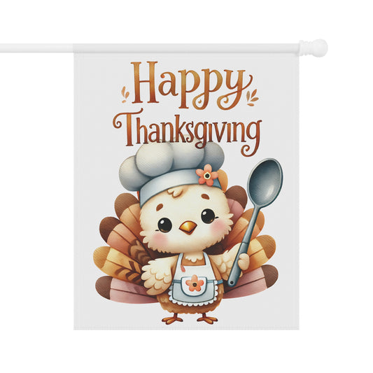 Cute Chef Turkey Happy Thanksgiving Garden Flag