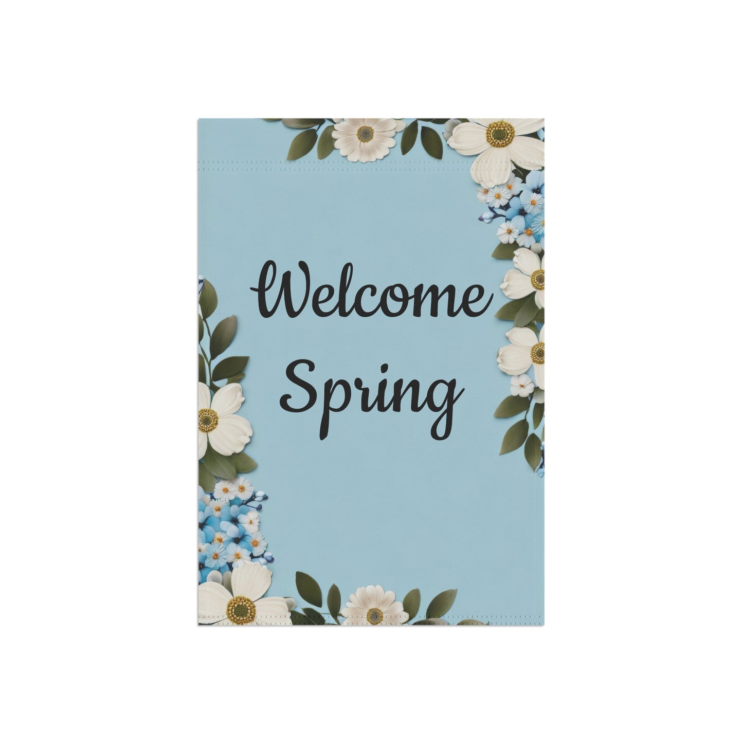 Blue Floral Welcome Spring Garden Flag