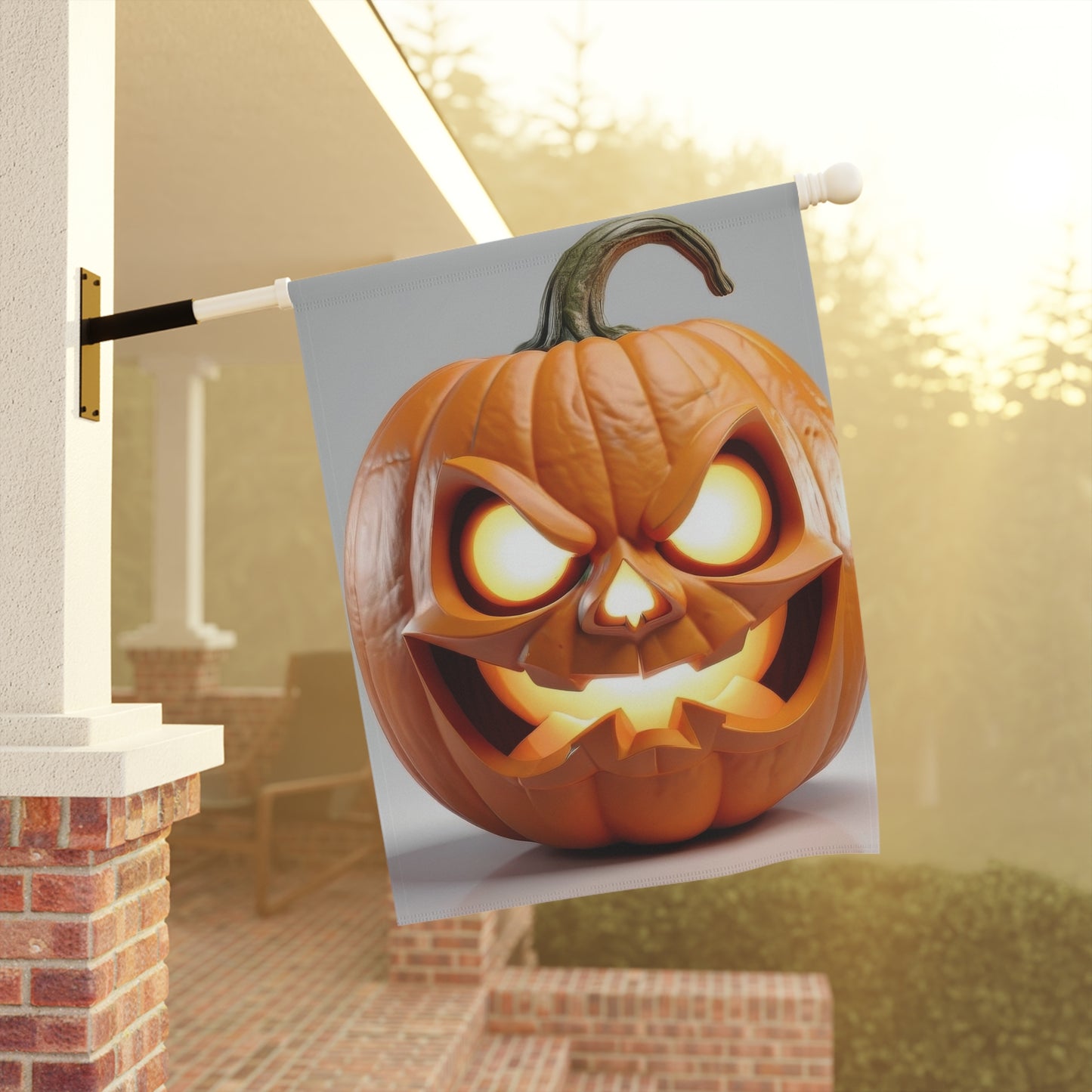Glowing Angry Jack-O'-Lantern Garden Flag