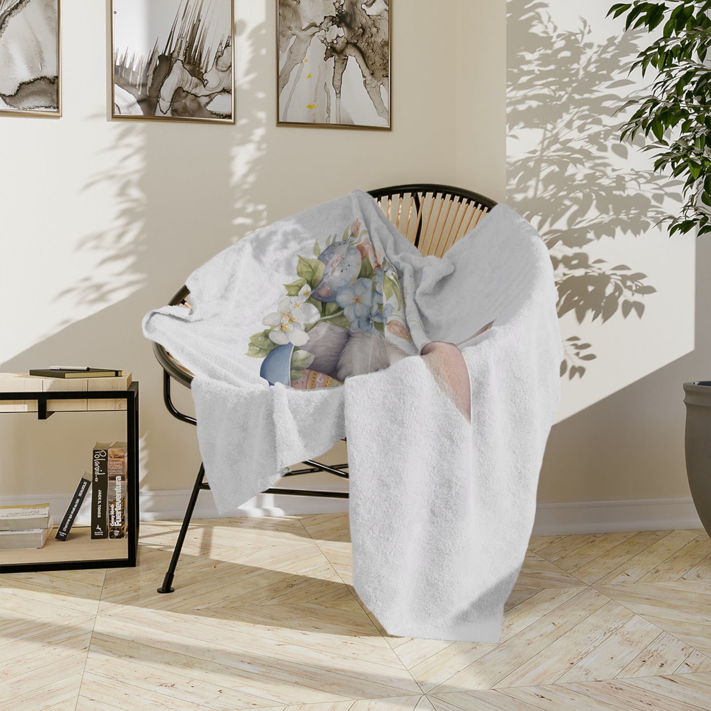 Adorable Pastel Easter Bunny Lightweight Velveteen Blanket
