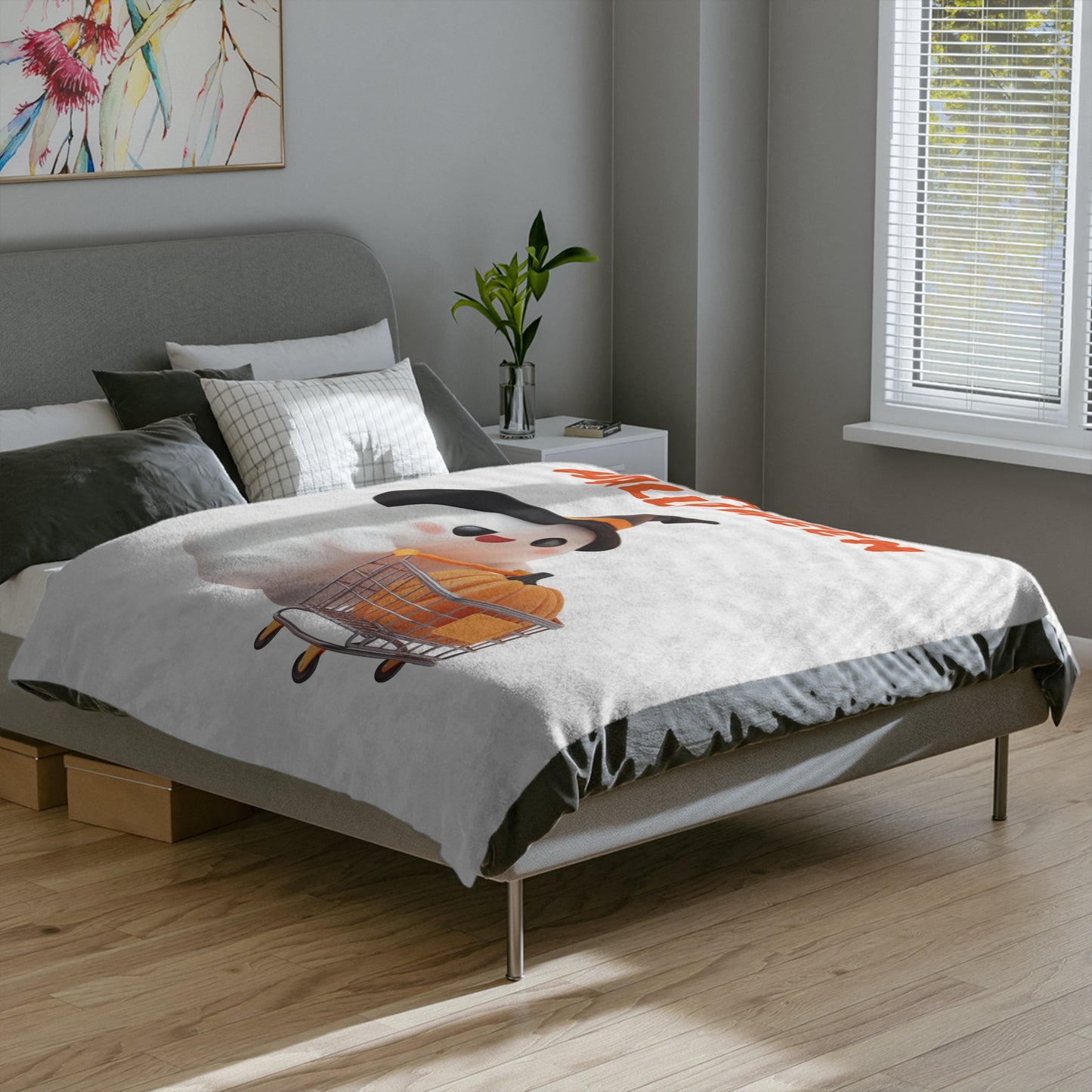 Cute Ghost Shopping Plush Blanket