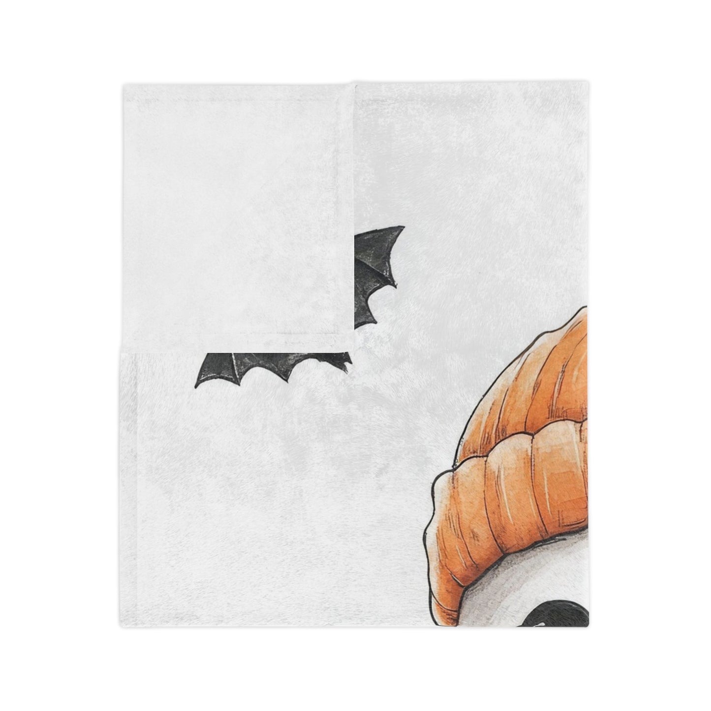 Cute Ghost with Pumpkin & Drink Halloween Lightweight Velveteen Blanket