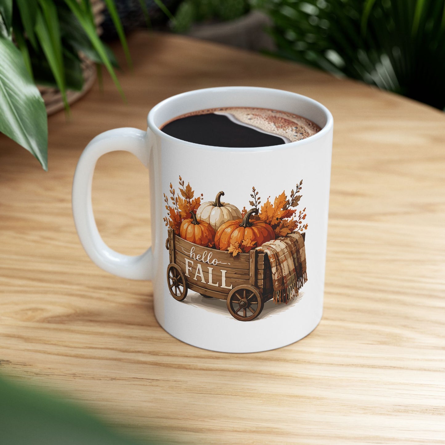Hello Fall Wagon Ceramic Mug