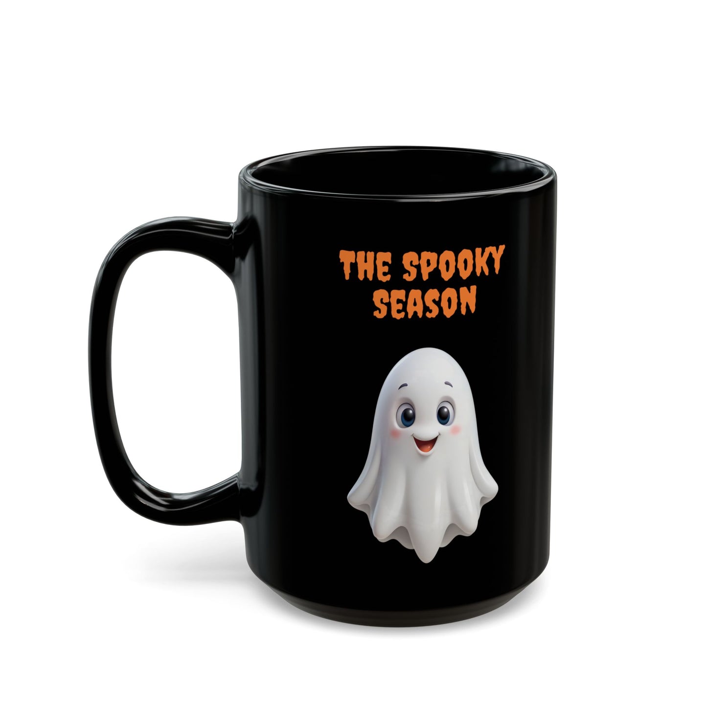 The Spooky Season" Cute Ghost Black Coffee Mug