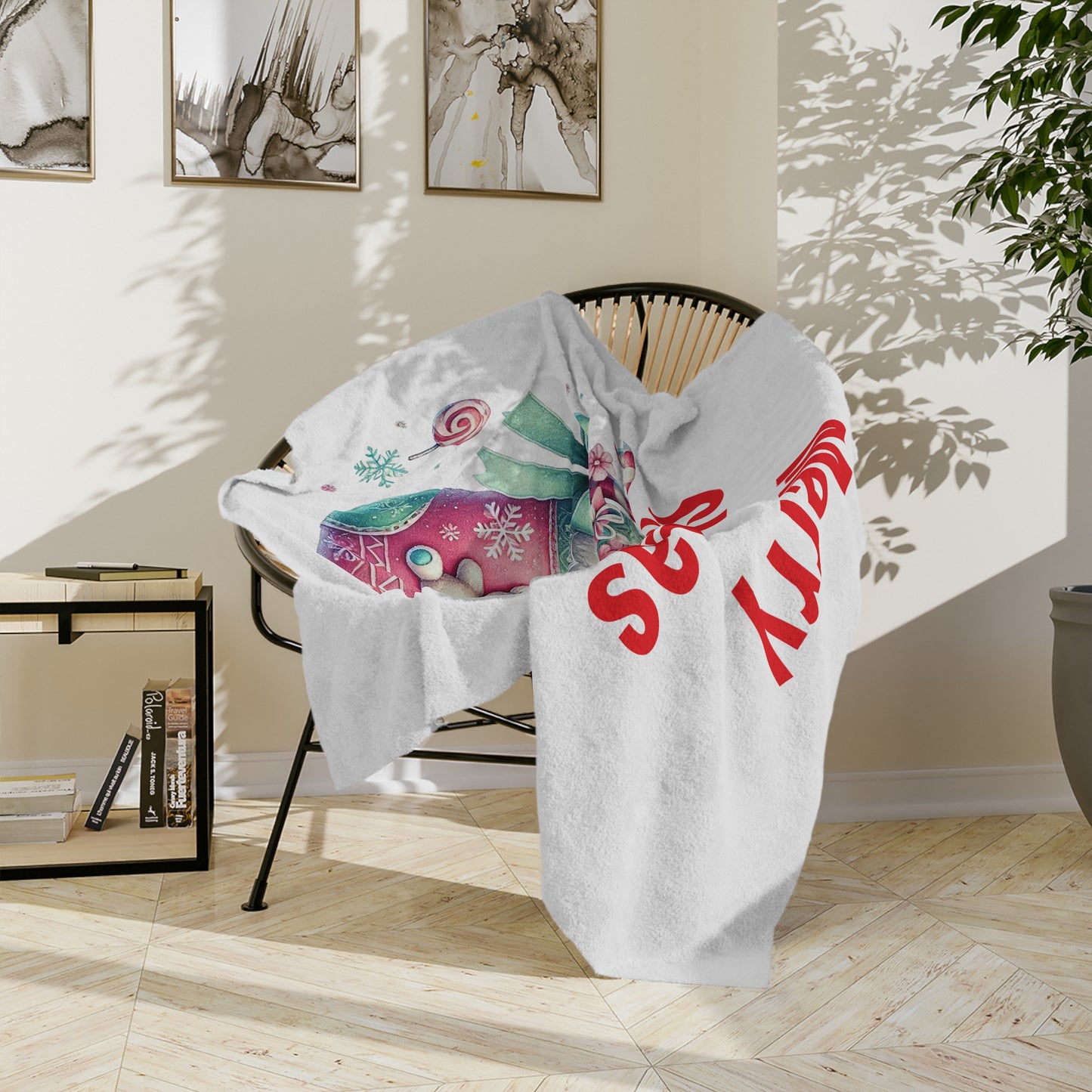 Christmas Stocking with Teddy Bear Velveteen Plush Blanket