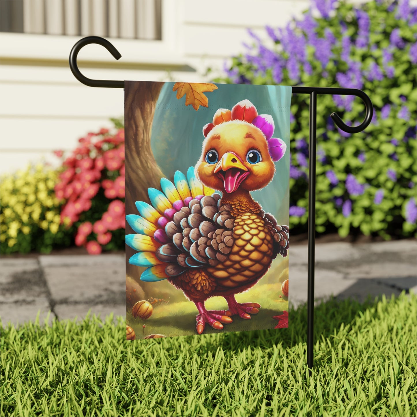 Adorable Thanksgiving Turkey Garden Flag