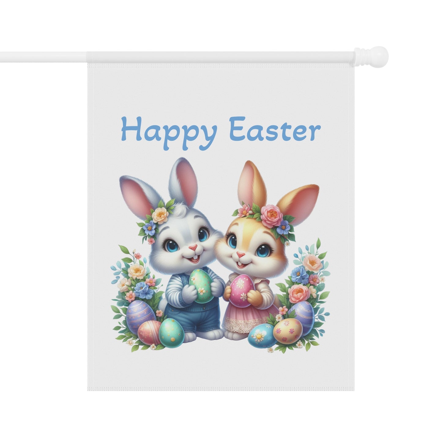 Cute Bunnies Happy Easter Garden Flag