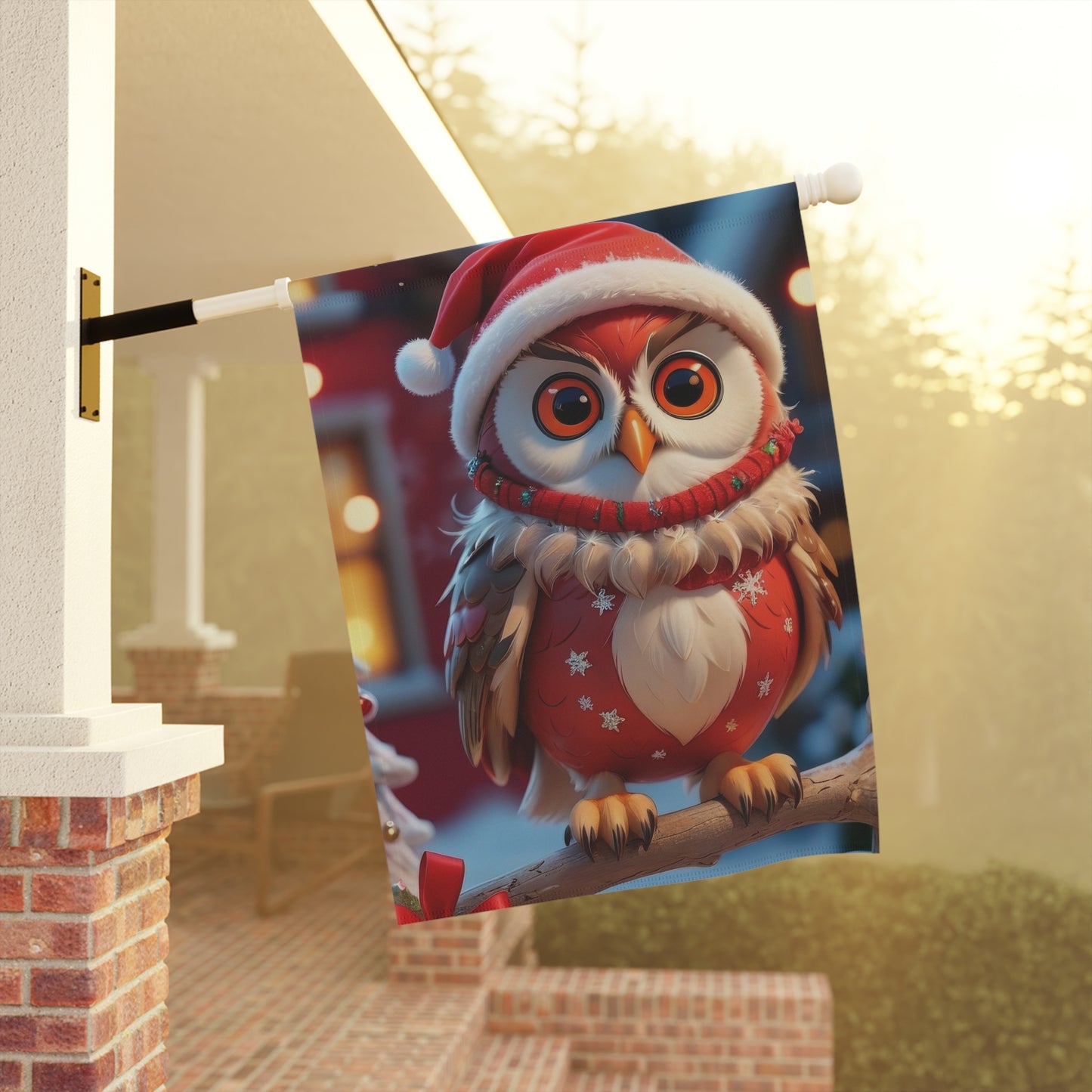 Festive Owl Holiday Garden Flag