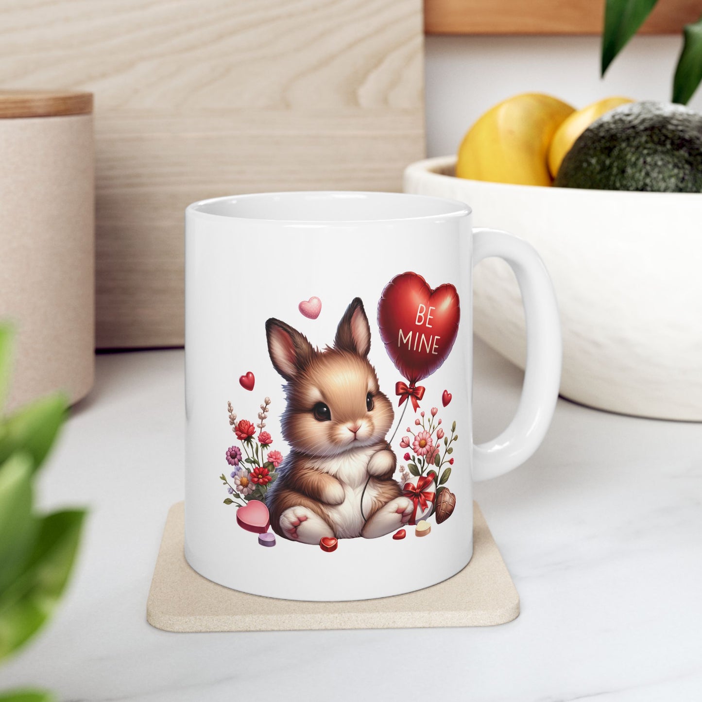 Adorable Bunny "BE MINE" Valentine's Coffee Mug
