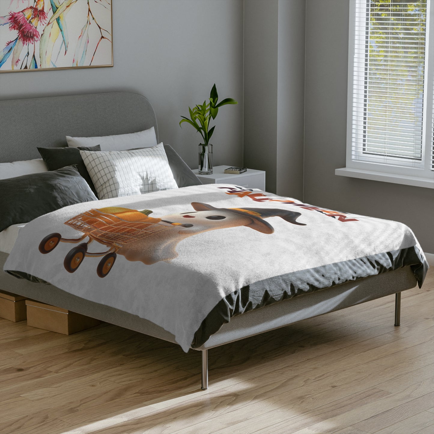 Cute Shopping Ghost Halloween Blanket