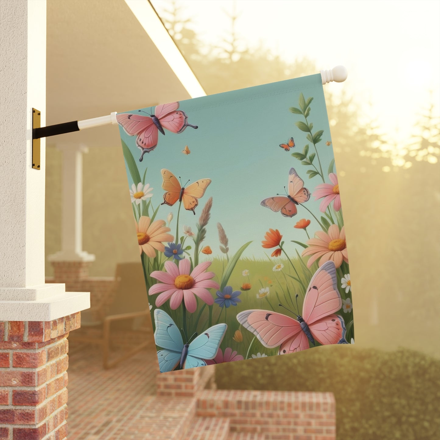 Spring Meadow Butterflies & Flowers Garden Flag