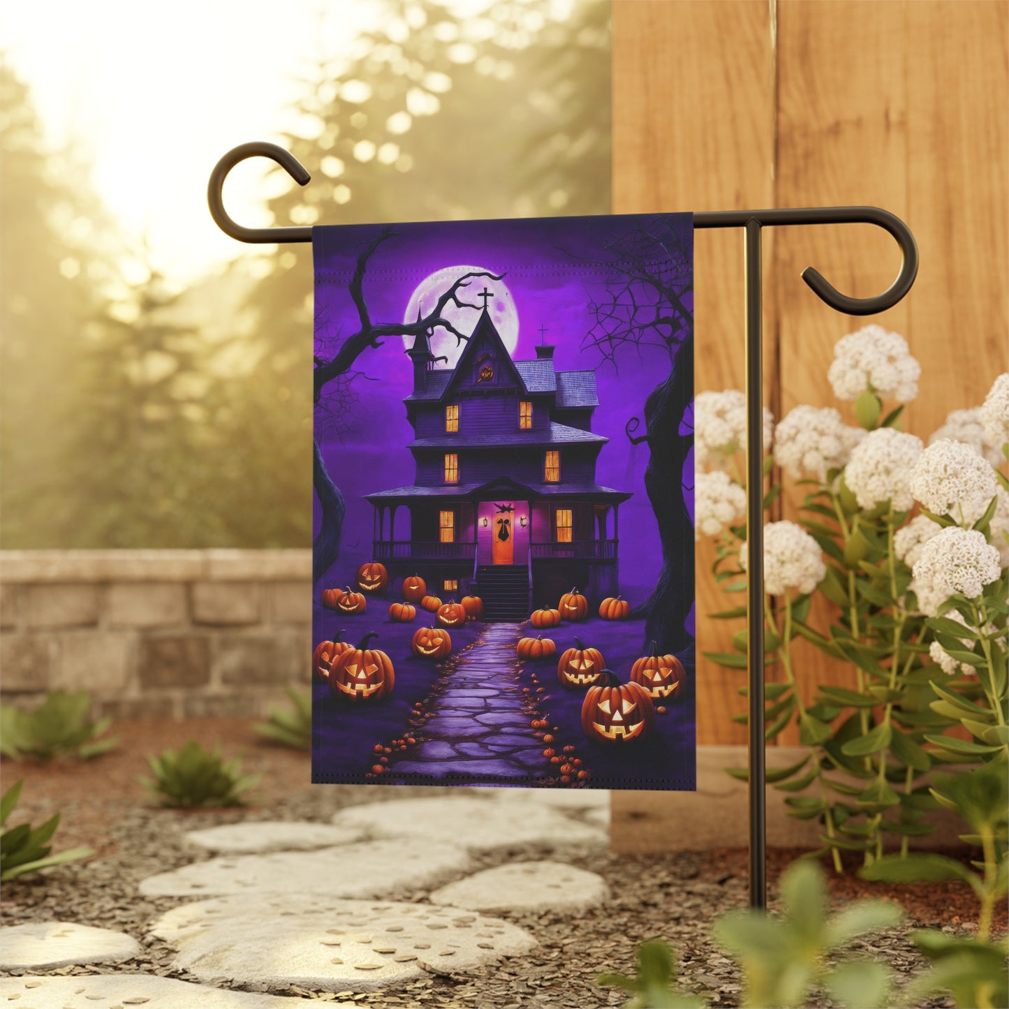 Eerie Haunted House Garden Flag/ House Banner