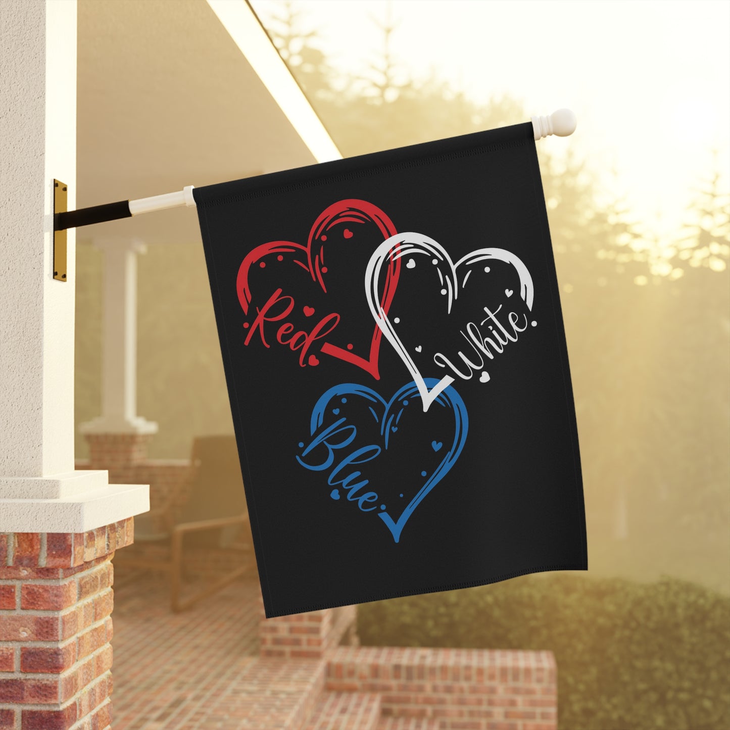 July 4th Red White Blue Hearts Garden Flag