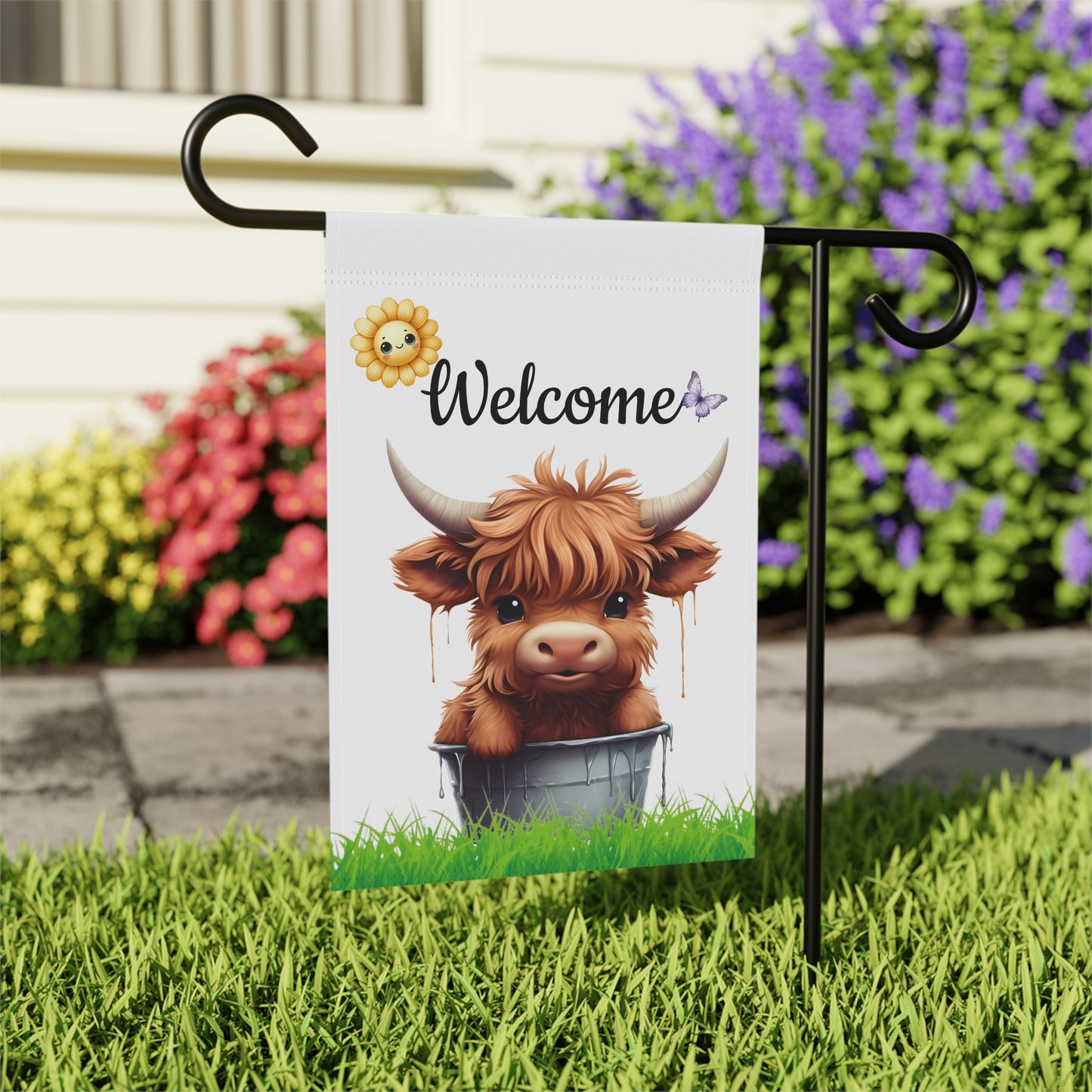 Baby Highland Cow Garden Flag